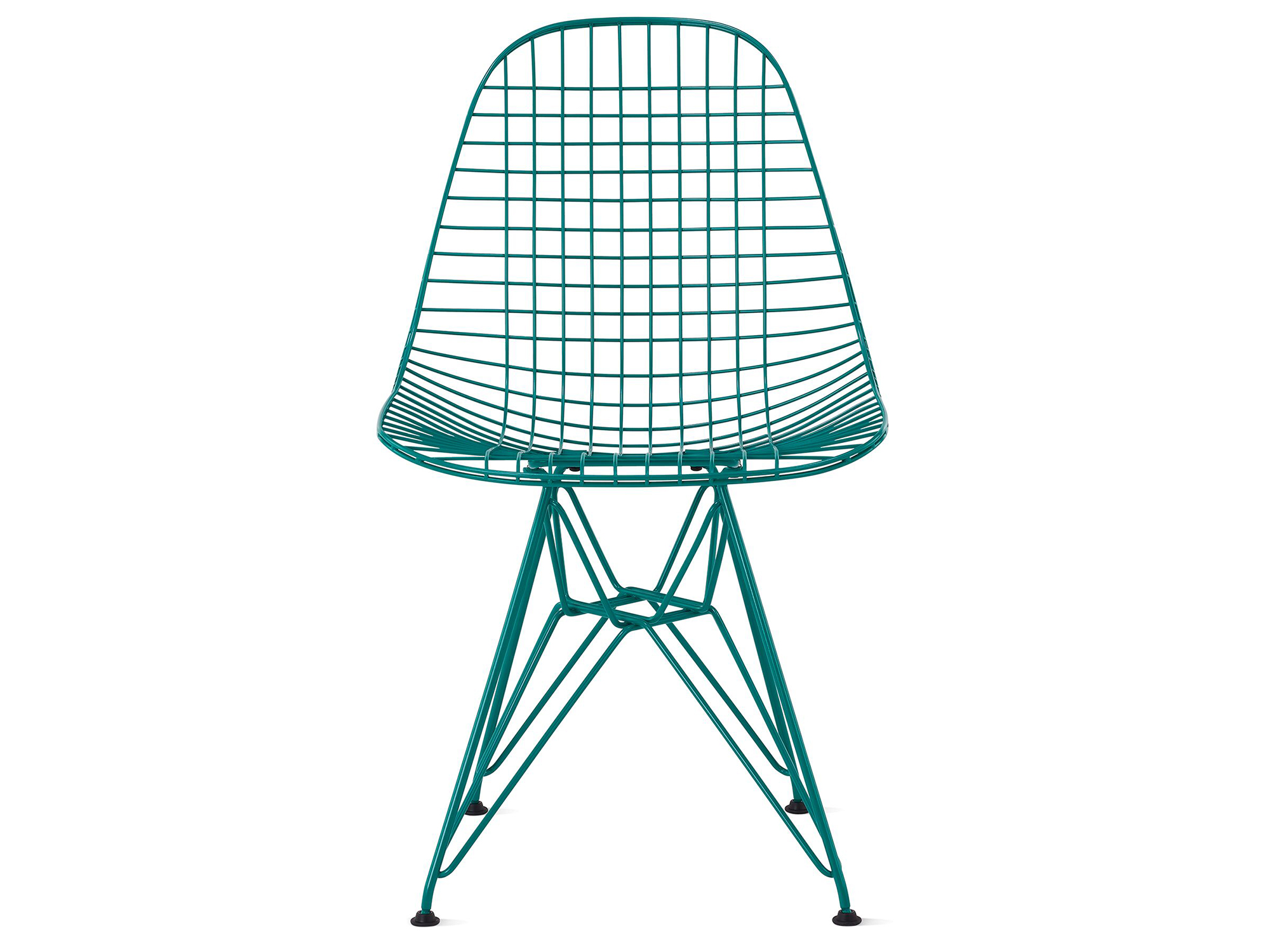 Mint green wire chair with wire base front view